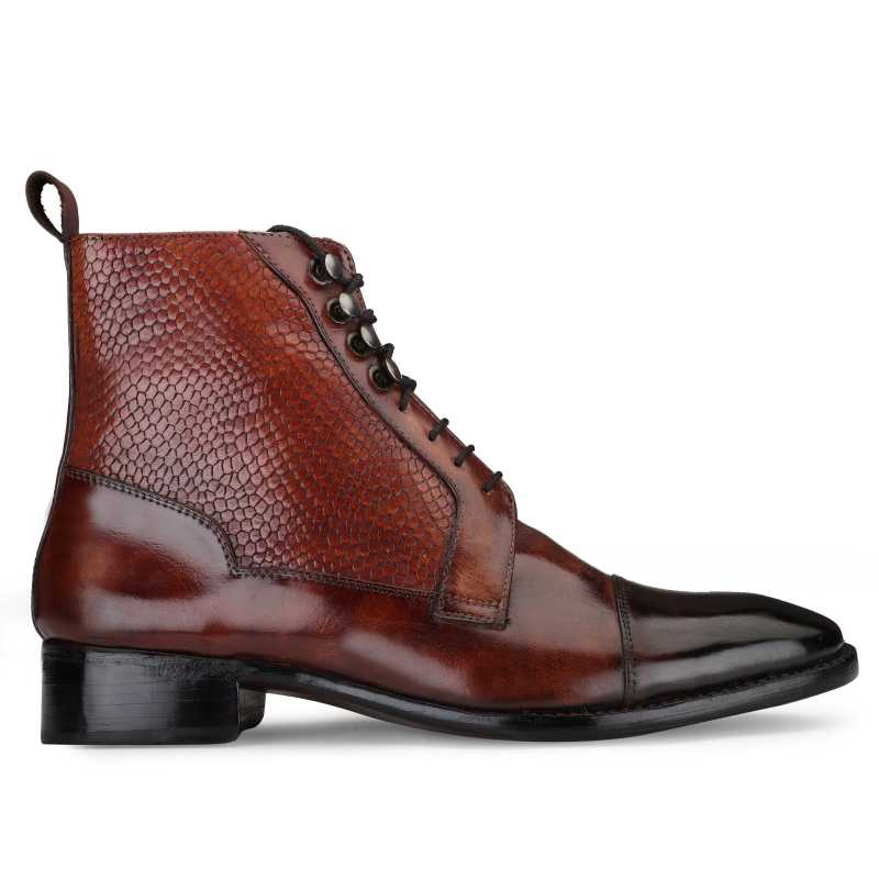 Colonel Goodyear-welted Laceup Boots in Brick Red