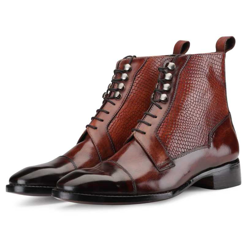 Colonel Goodyear-welted Laceup Boots in Brick Red