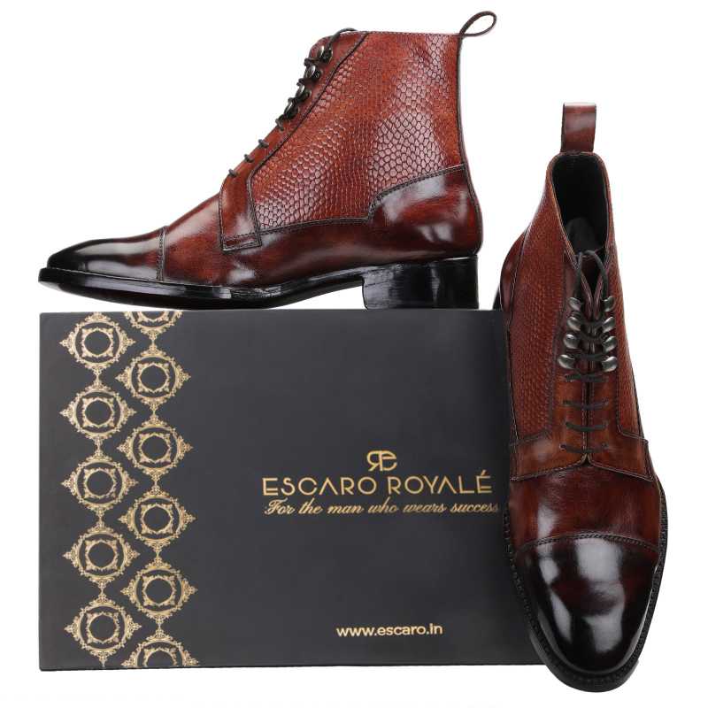 Colonel Goodyear-welted Laceup Boots in Brick Red