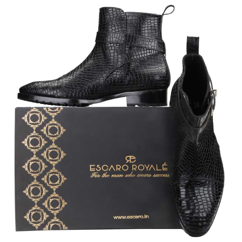 Scales Patina Jodhpur Boots in Black