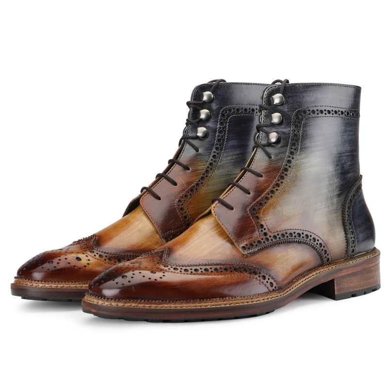 Aurora Wingtip Lace-up Boots with Ombre Effect