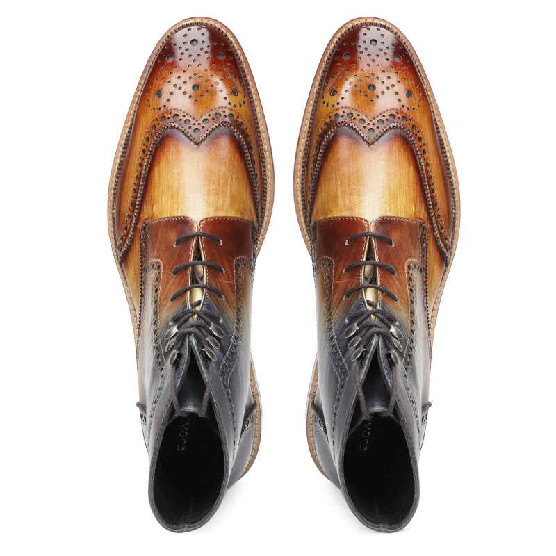 Aurora Wingtip Lace-up Boots with Ombre Effect