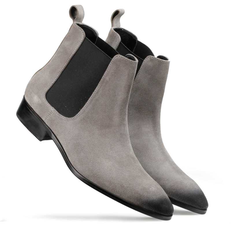 Iceman Chelsea Boots In Gray Suede