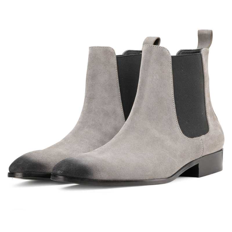 Iceman Chelsea Boots In Gray Suede