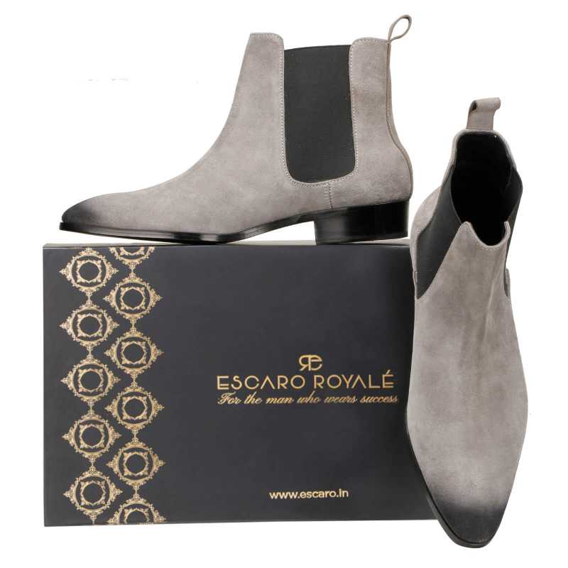 Iceman Chelsea Boots In Gray Suede