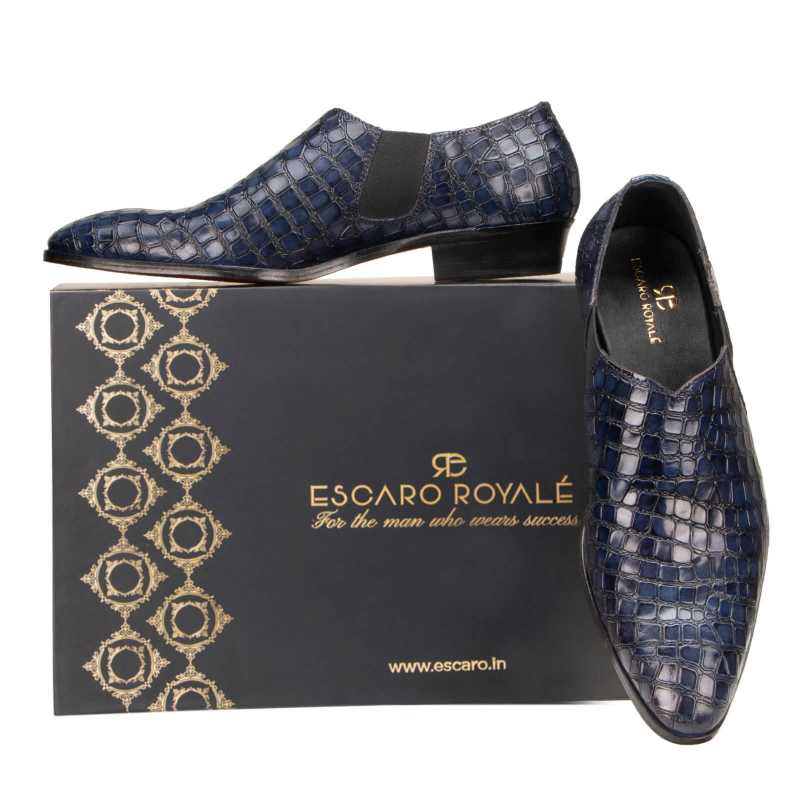 Vader Croco-Embossed Loafers in Blue