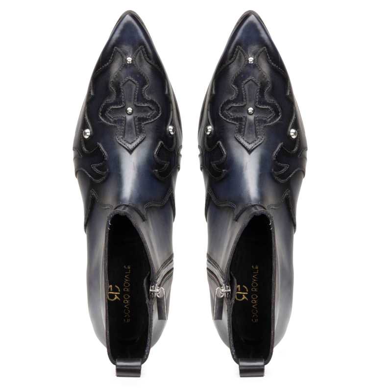 Montana Cowboy Boots in Black-Blue