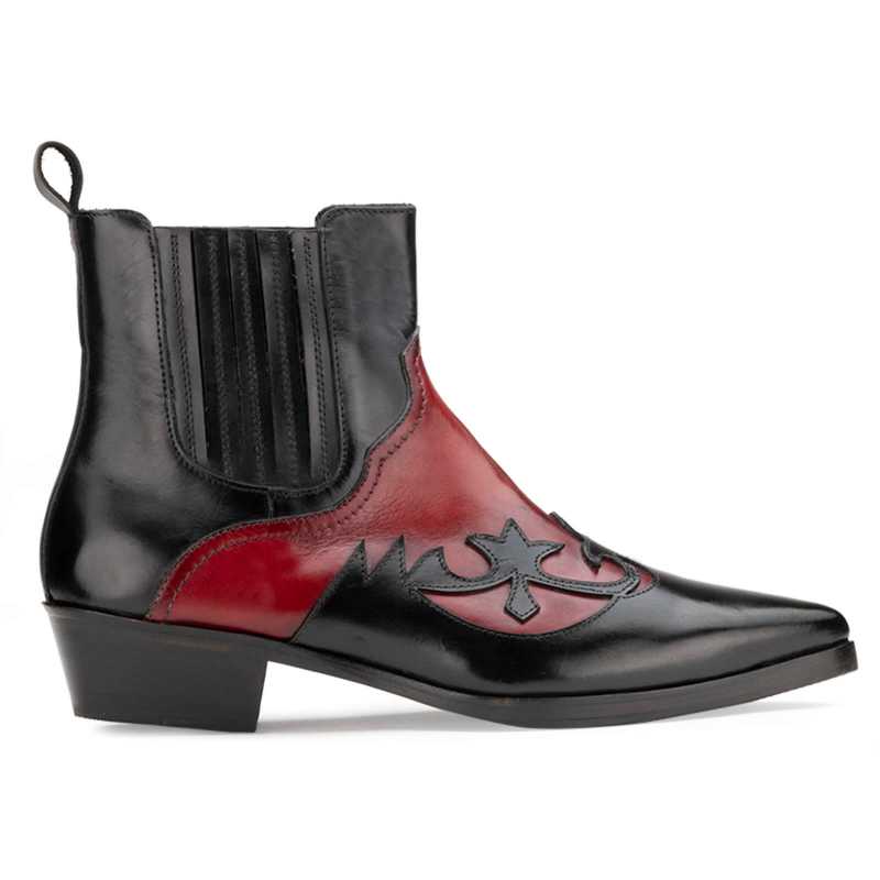 Chavez Cowboy Boots in Black and Red