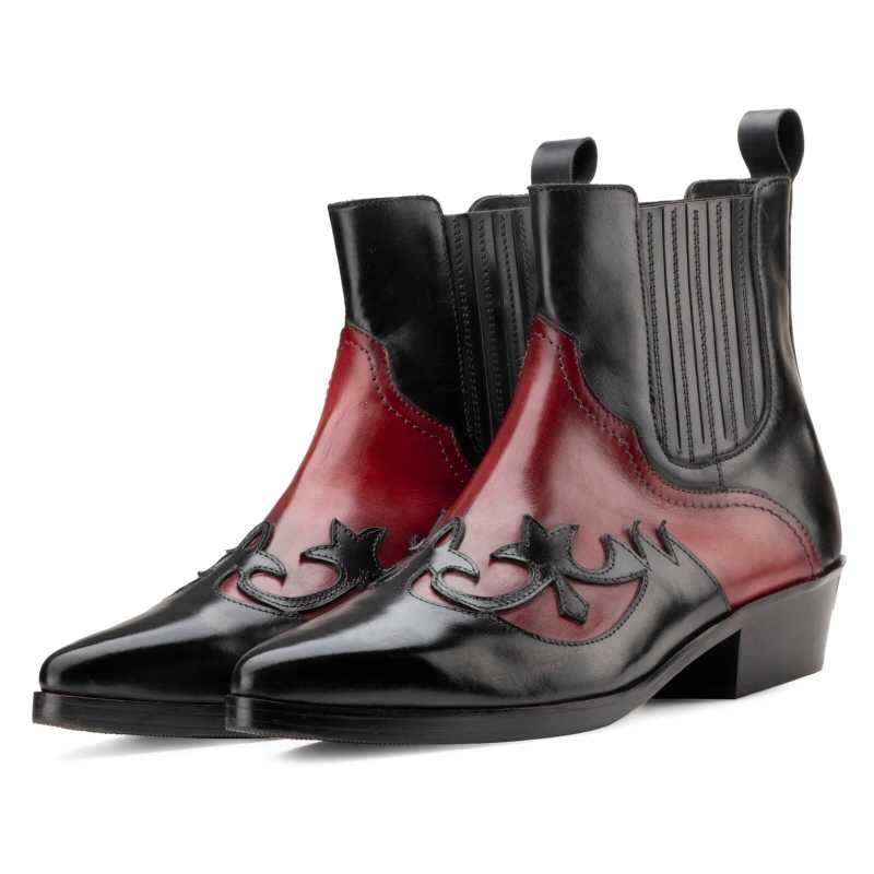 Chavez Cowboy Boots in Black and Red