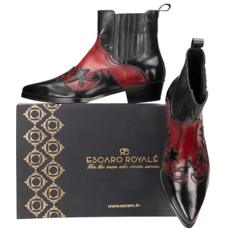 Chavez Cowboy Boots in Black and Red
