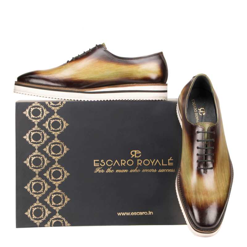 Amerigo Wholecut Oxford Shoes in Green