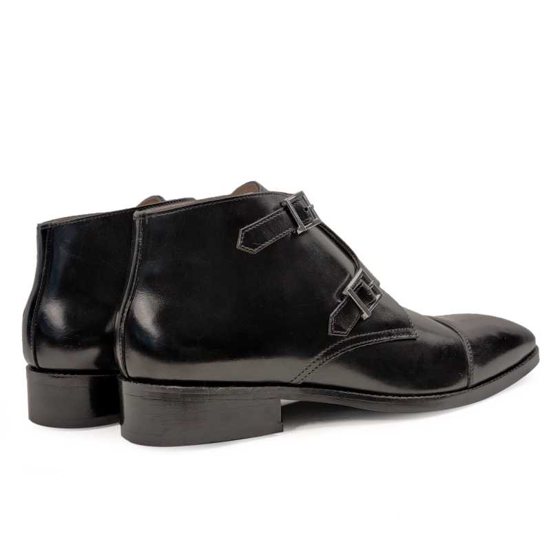 Bond Double Monk Captoe Boots In Black