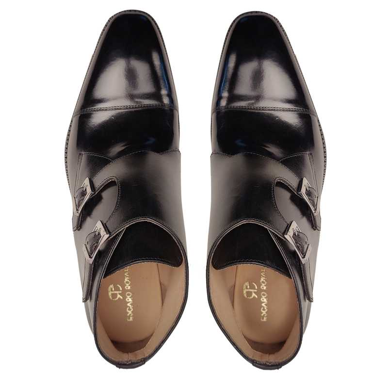 Bond Double Monk Captoe Boots In Black