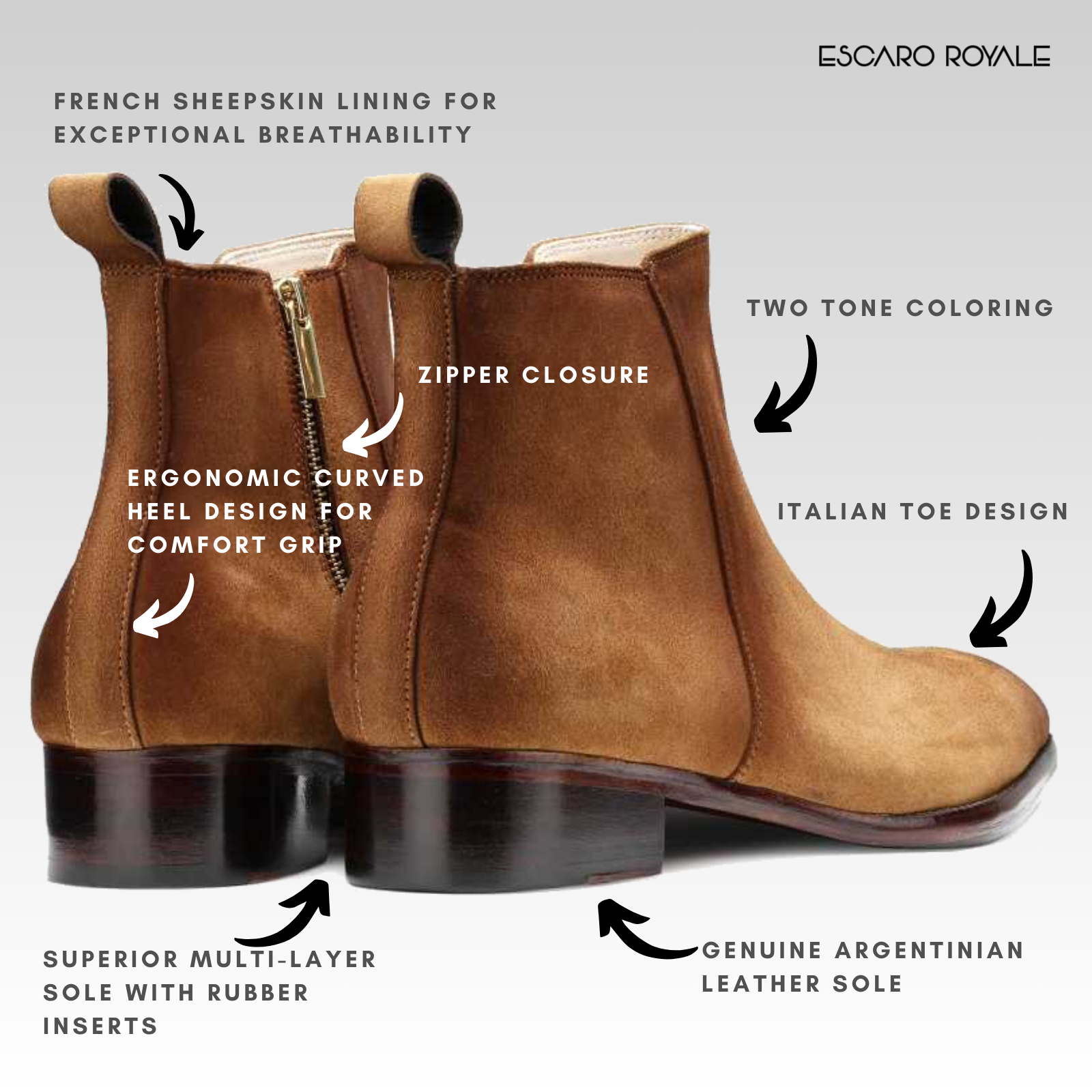 Carbine Zipper Boots in Tan Suede