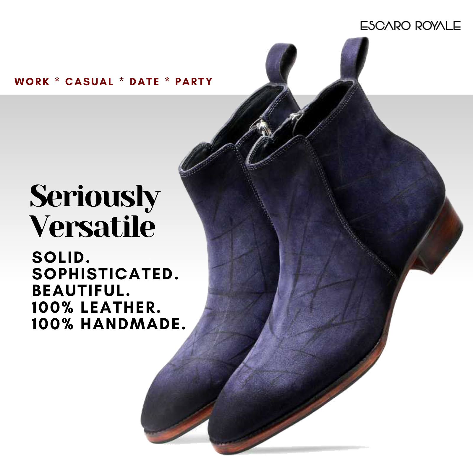 Carbine Suede Zipper Boots in Blue