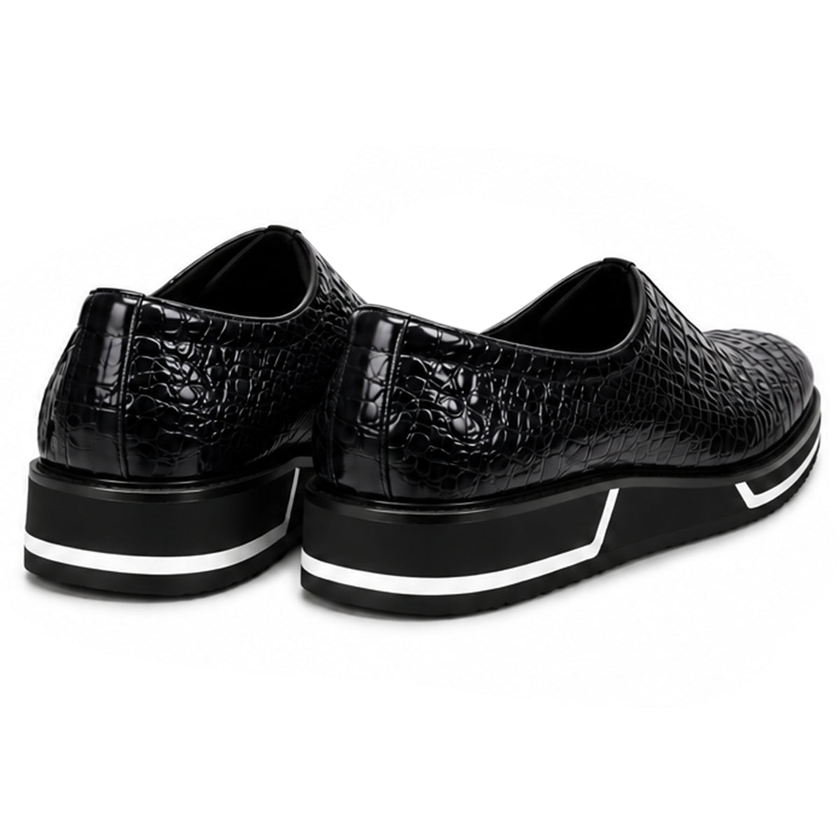 Sovrano Laceless Loafers Croc Pattern in Black - men's shoes, view 3