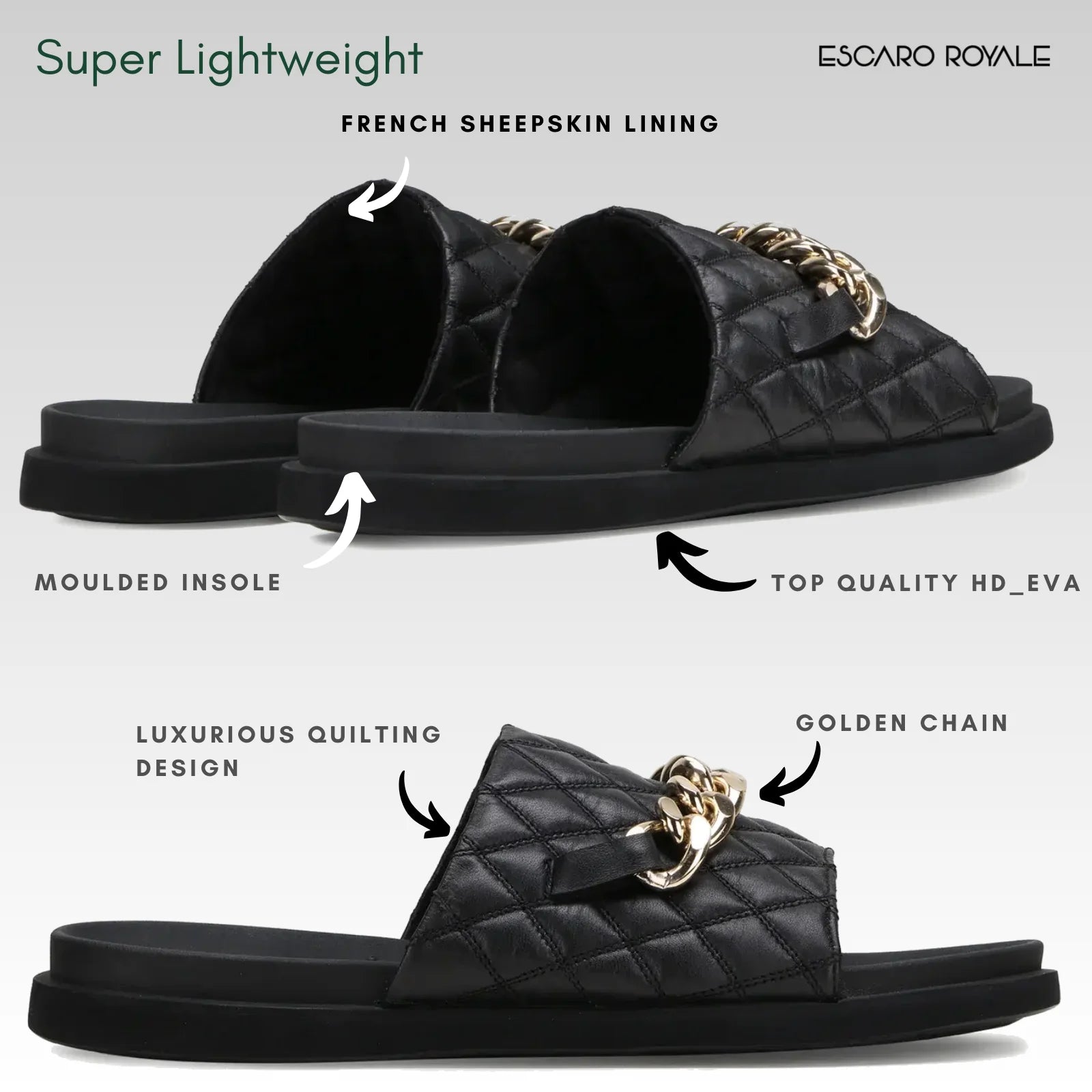 The Raffles Quilted Sliders In Black