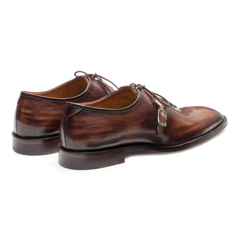Thin-Strap Dark Brown Wooden Oxford - men's leather shoes, view 4