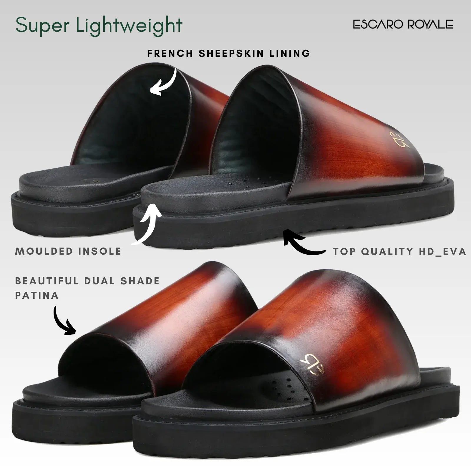 The Clarke Sliders In Patina Cognac