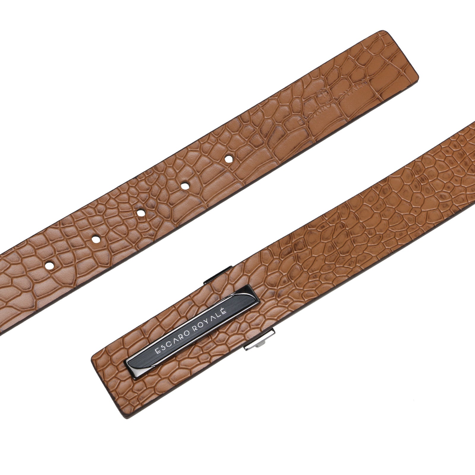 AZEL CROCO Men's Luxury Leather Belt in Tan