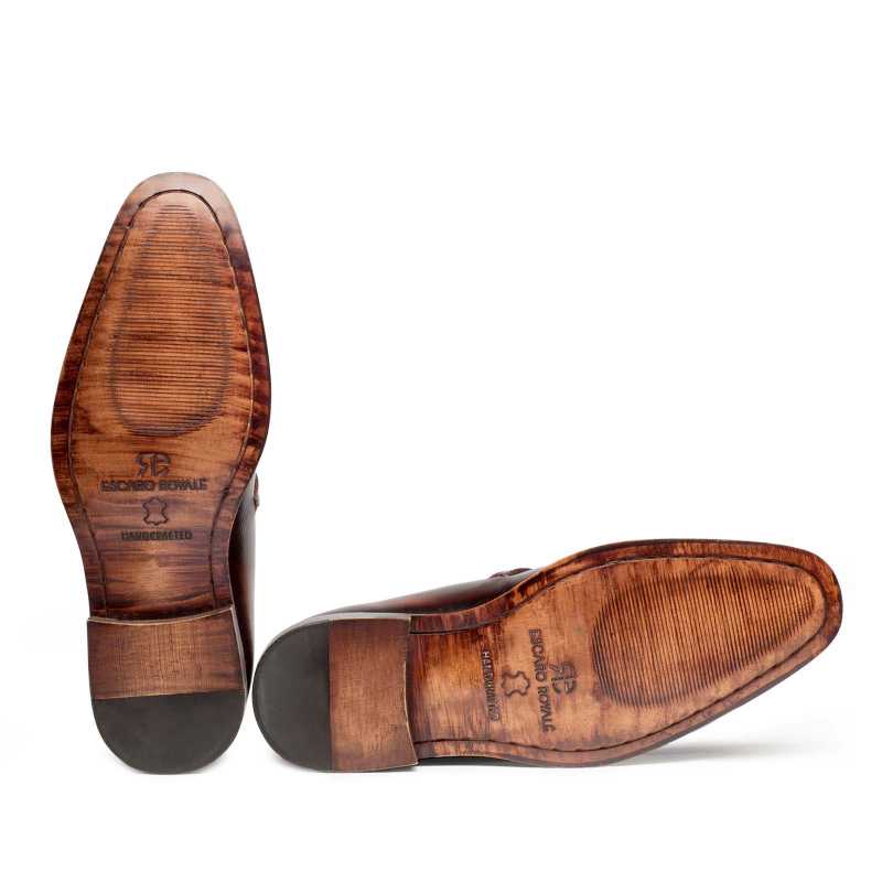Thin-Strap Dark Brown Wooden Oxford - men's leather shoes, view 5