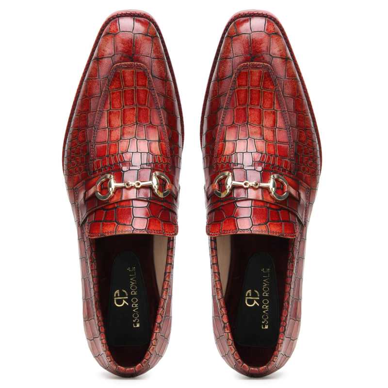 Brig Textured Horsebit Slipons - Brown / clearance