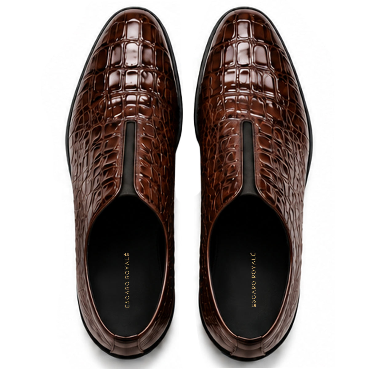 Sovrano Laceless Loafers Croc Pattern in Dark Brown - men's shoes, view 5