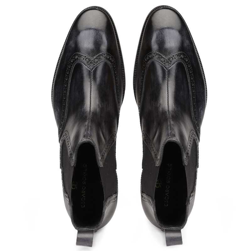 Regal Wingtip Chelsea Boots in Black