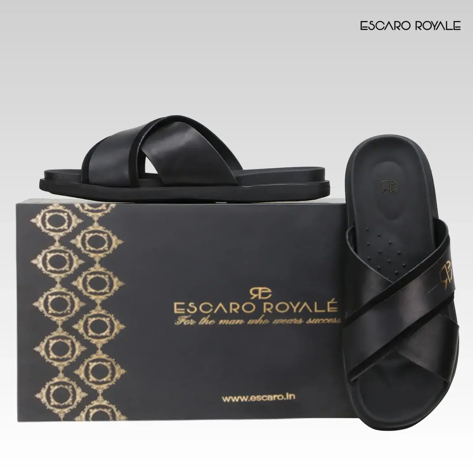 Canberra Cross Sliders in Black with Gold Trims