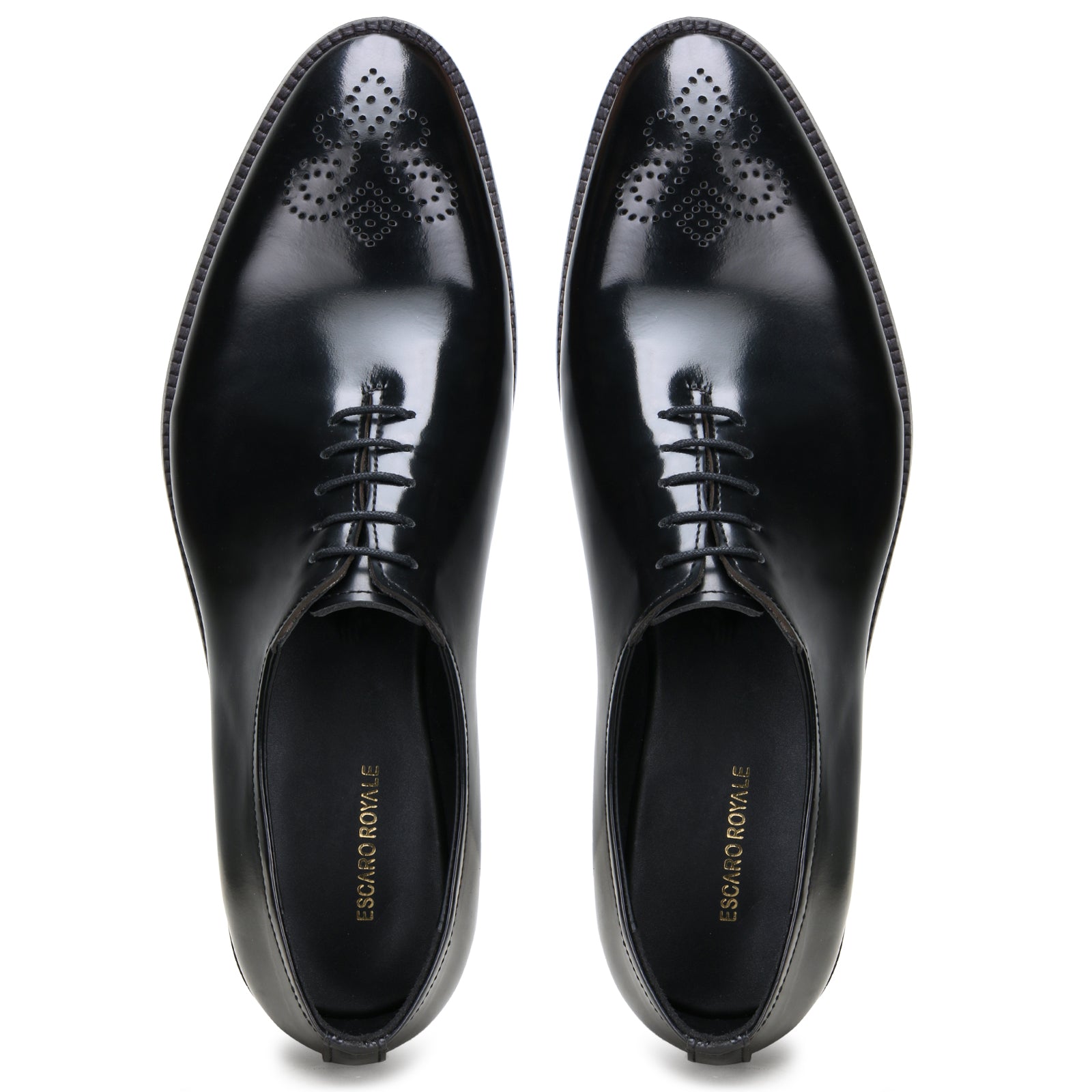 Medallion Wholecut Oxfords in Black