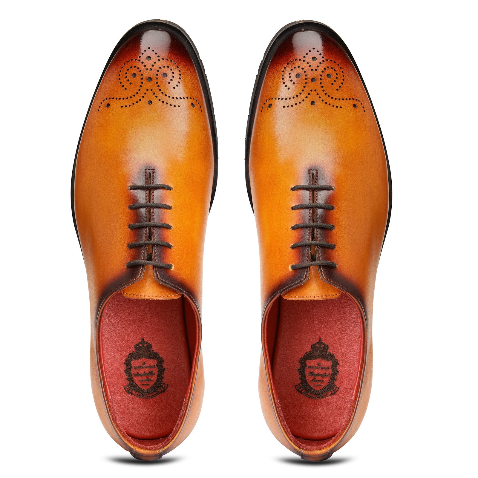 Medallon Wholecut Oxfords in Tan