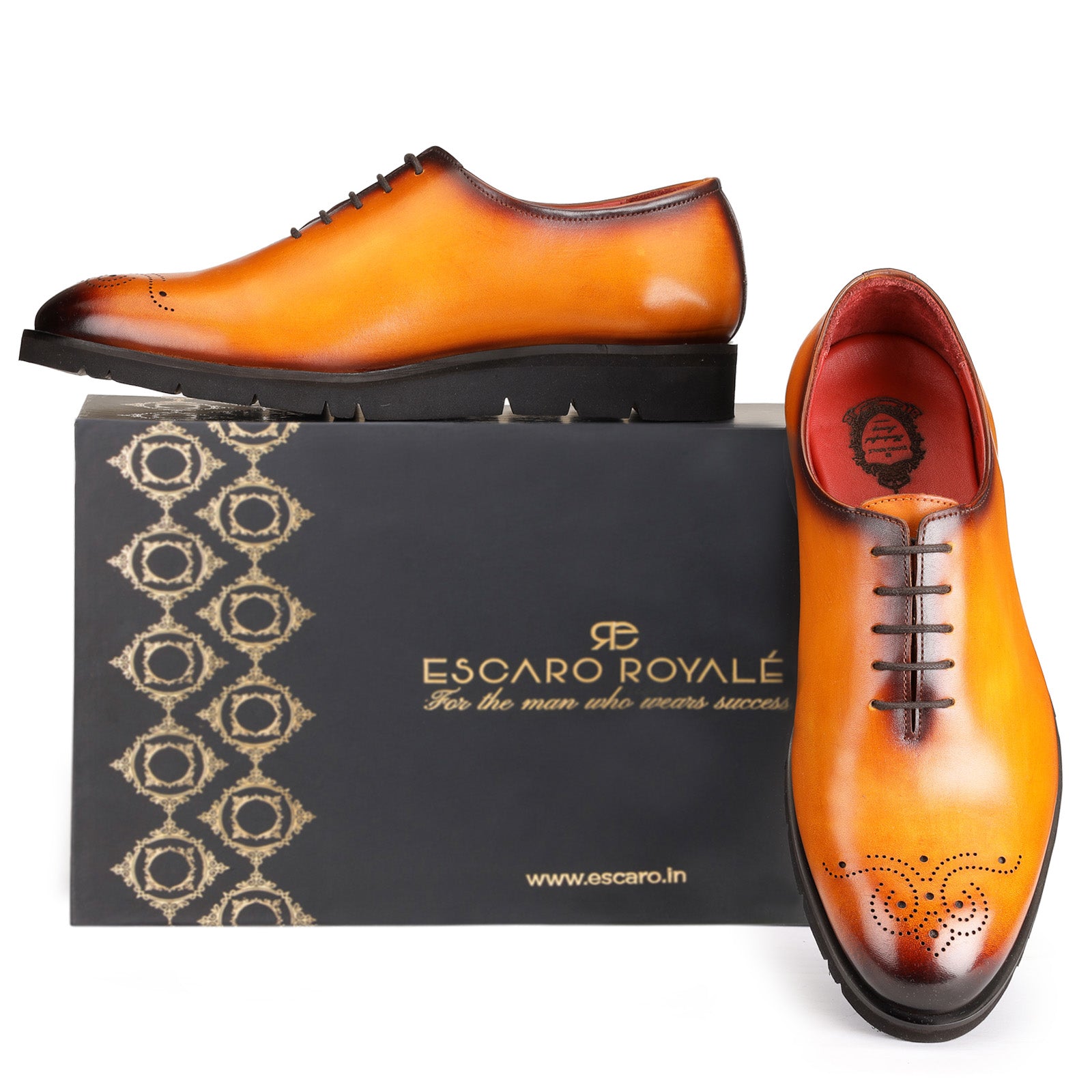 Medallon Wholecut Oxfords in Tan