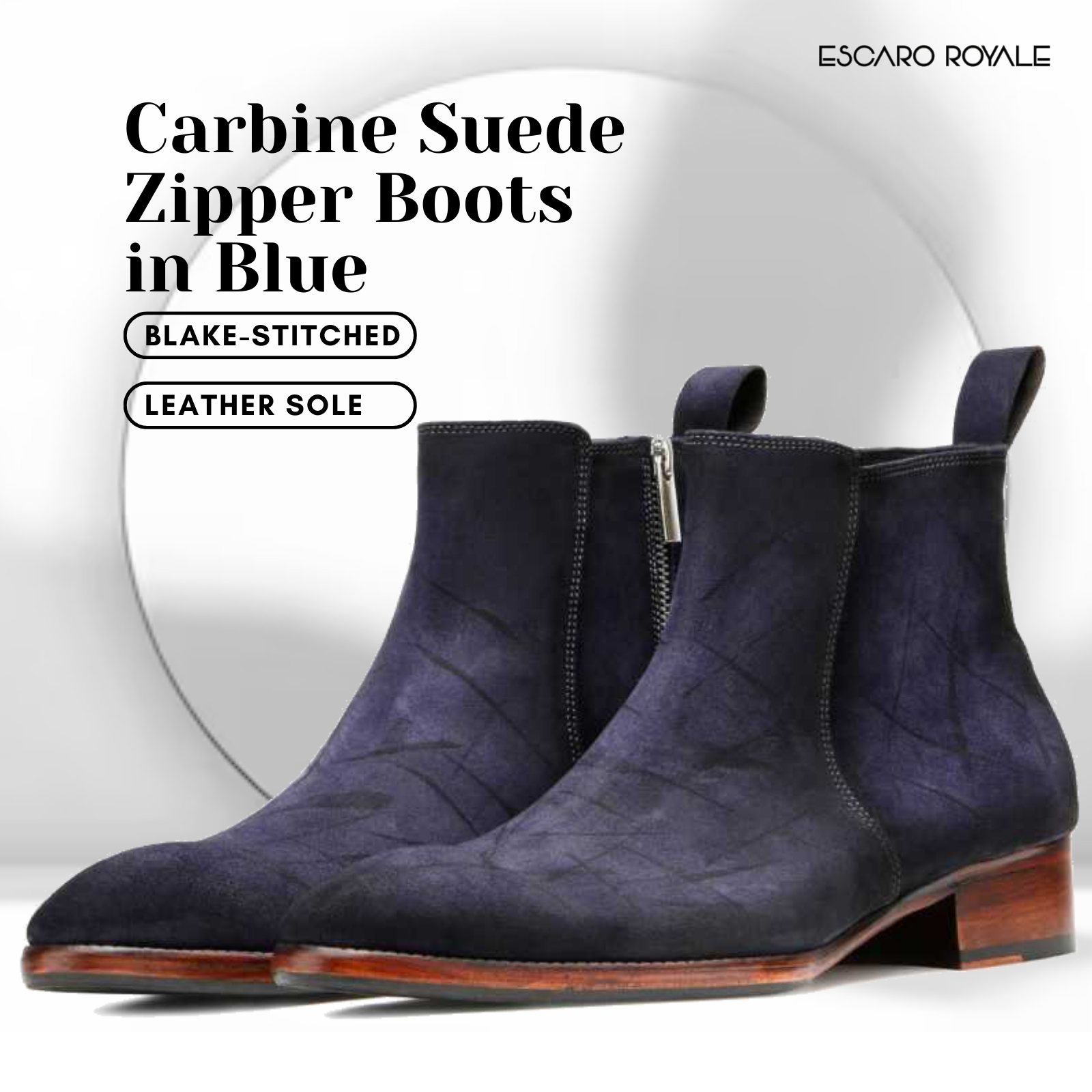Carbine Suede Zipper Boots in Blue