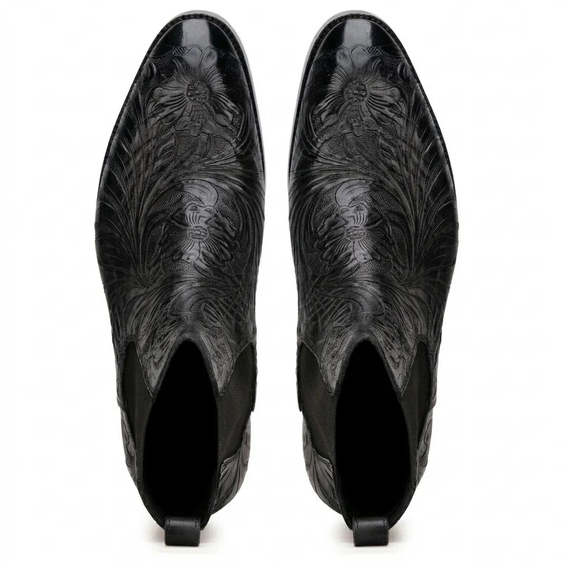Florentine Handtooled Chelsea Boot In Black