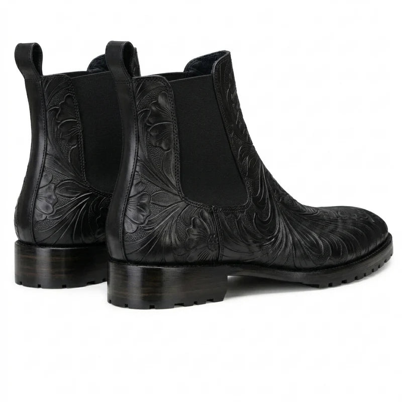 Florentine Handtooled Chelsea Boot In Black