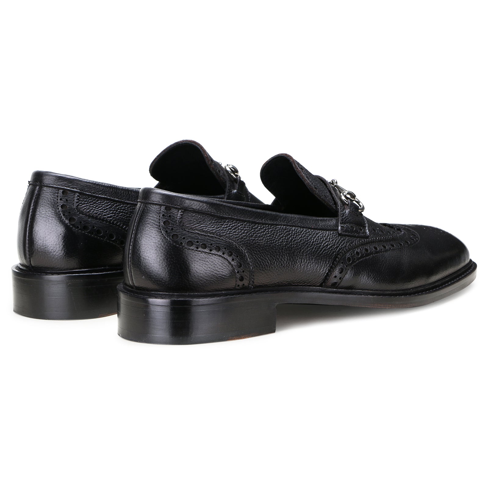 Kingsley Wingtip Horsebit Loafers in Black