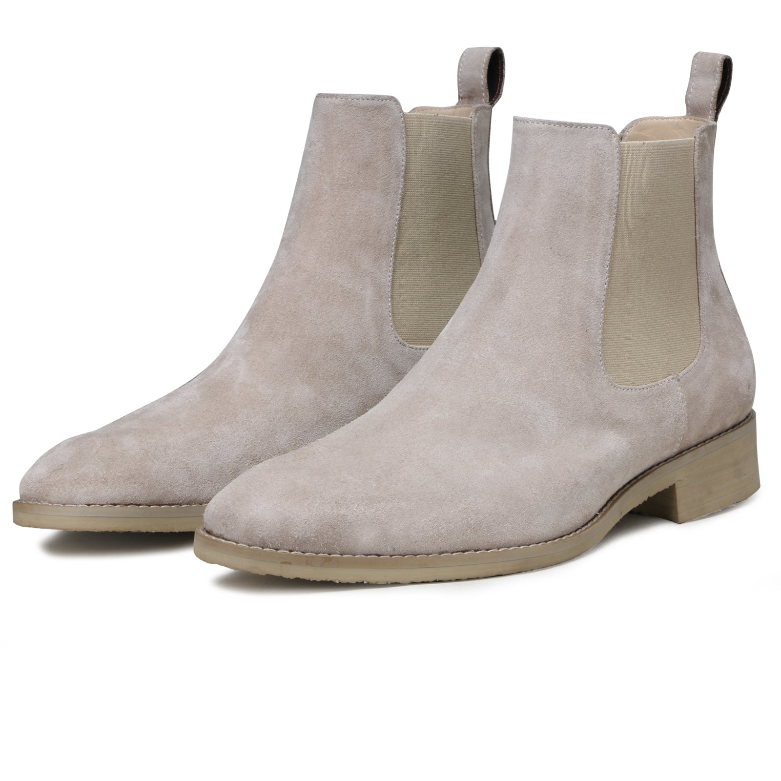 Monochrome Suede Chelsea Boots in Cream