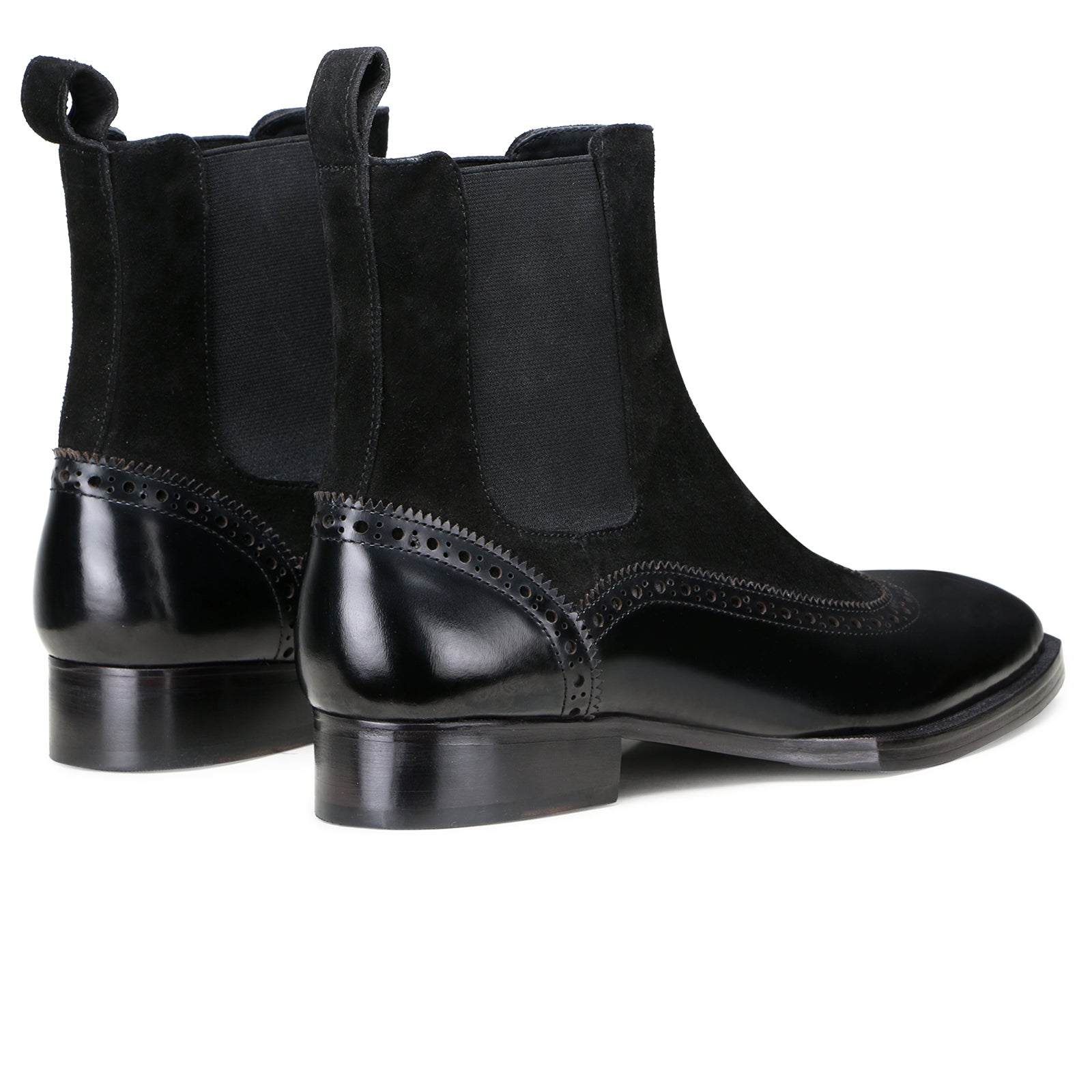 Sovereign Wingtip Chelsea Boots with Taper Toe in Black