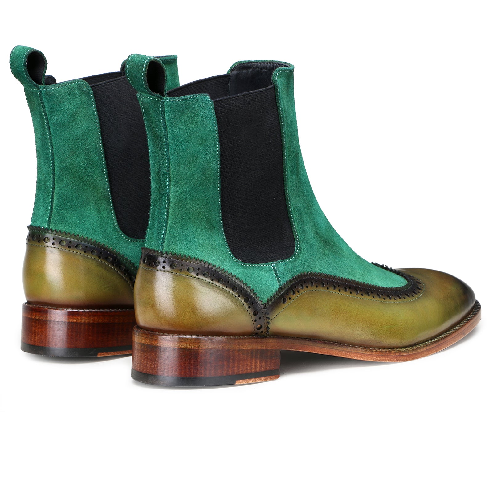 Ashcroft Chelsea Boots with Taper Toe in Olive-Green