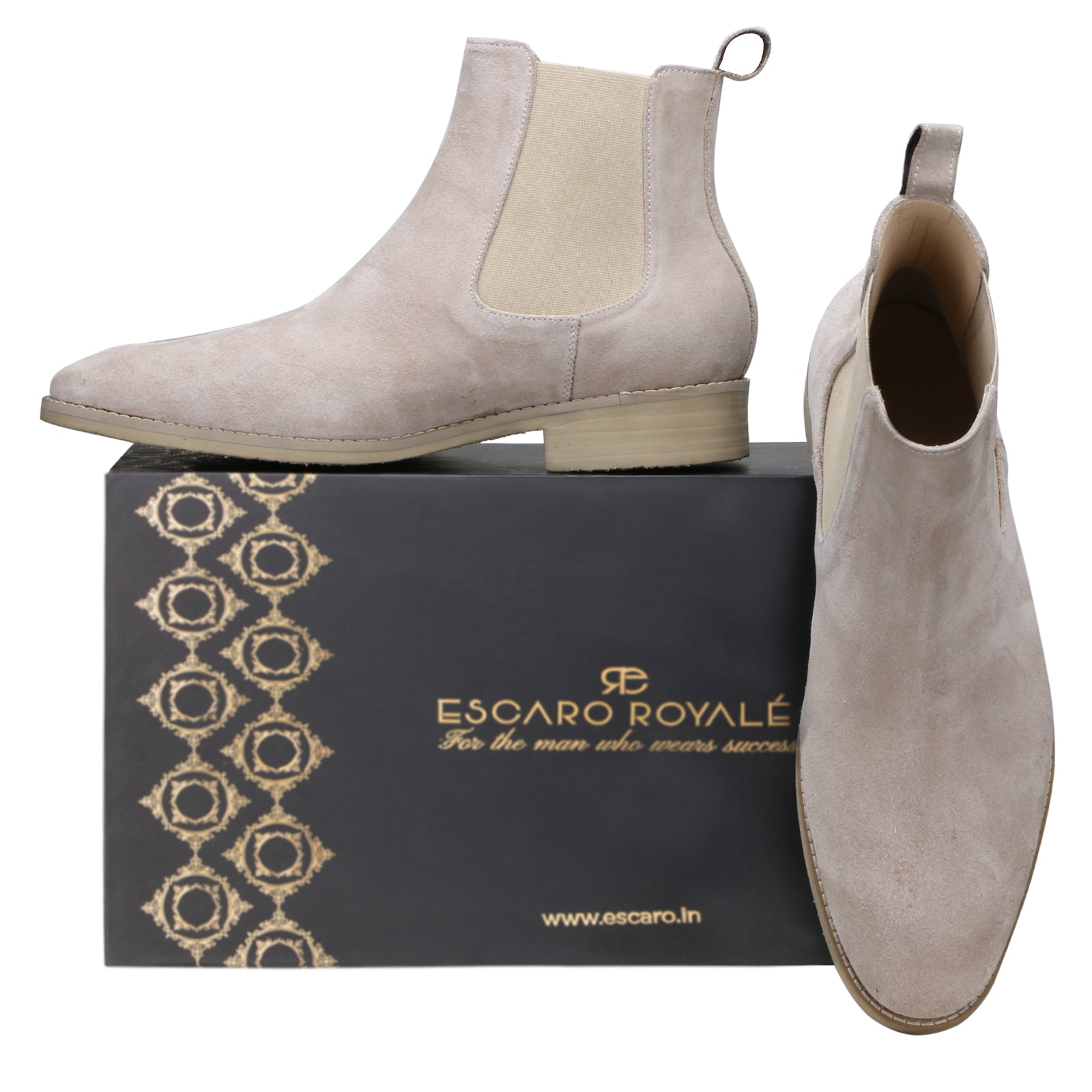 Monochrome Suede Chelsea Boots in Cream