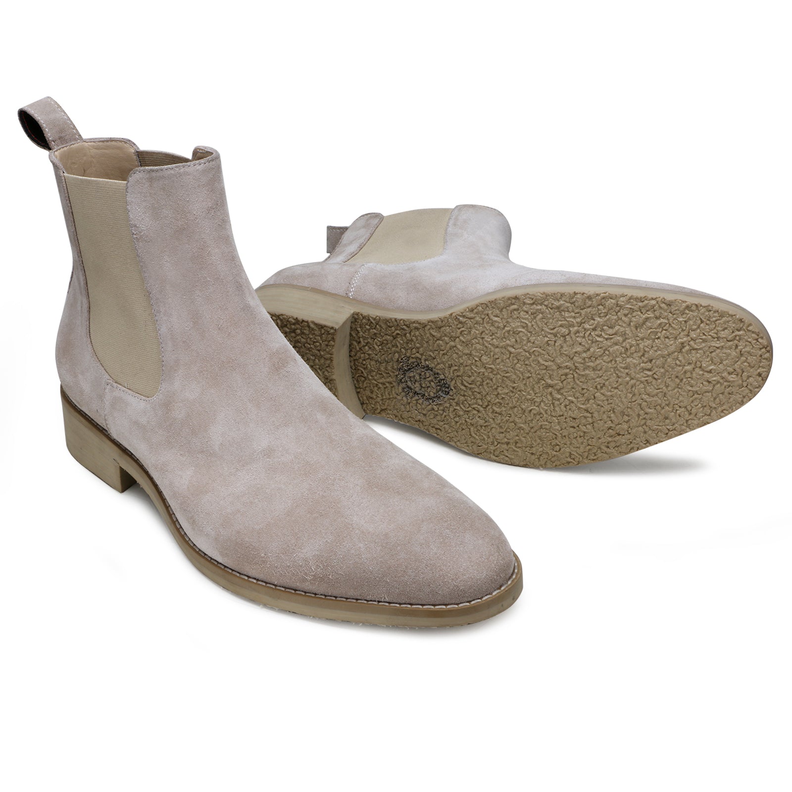 Monochrome Suede Chelsea Boots in Cream