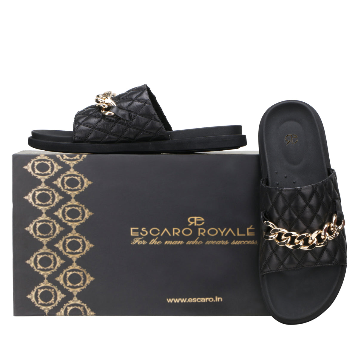 The Raffles quilted Sliders in Black