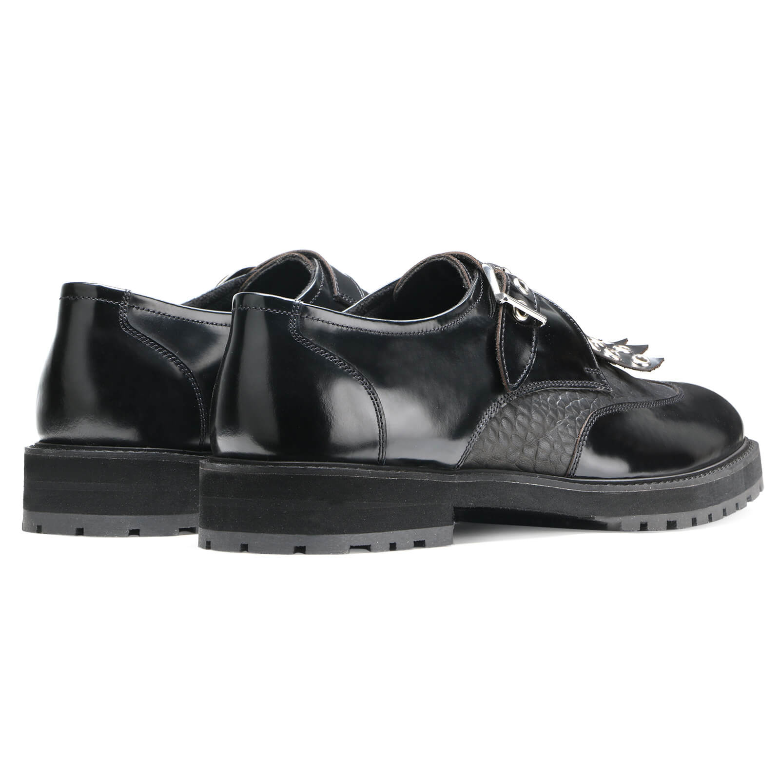 Oslo Riveted Kiltie Monks in Black