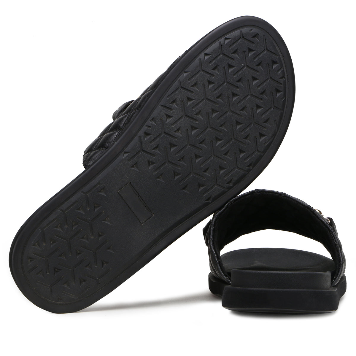 The Raffles quilted Sliders in Black