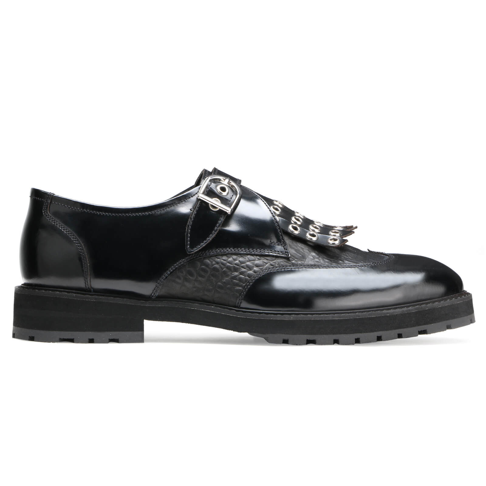 Oslo Riveted Kiltie Monks in Black