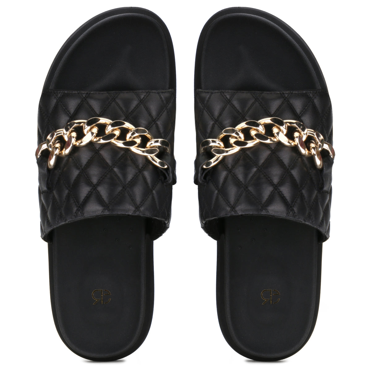 The Raffles quilted Sliders in Black