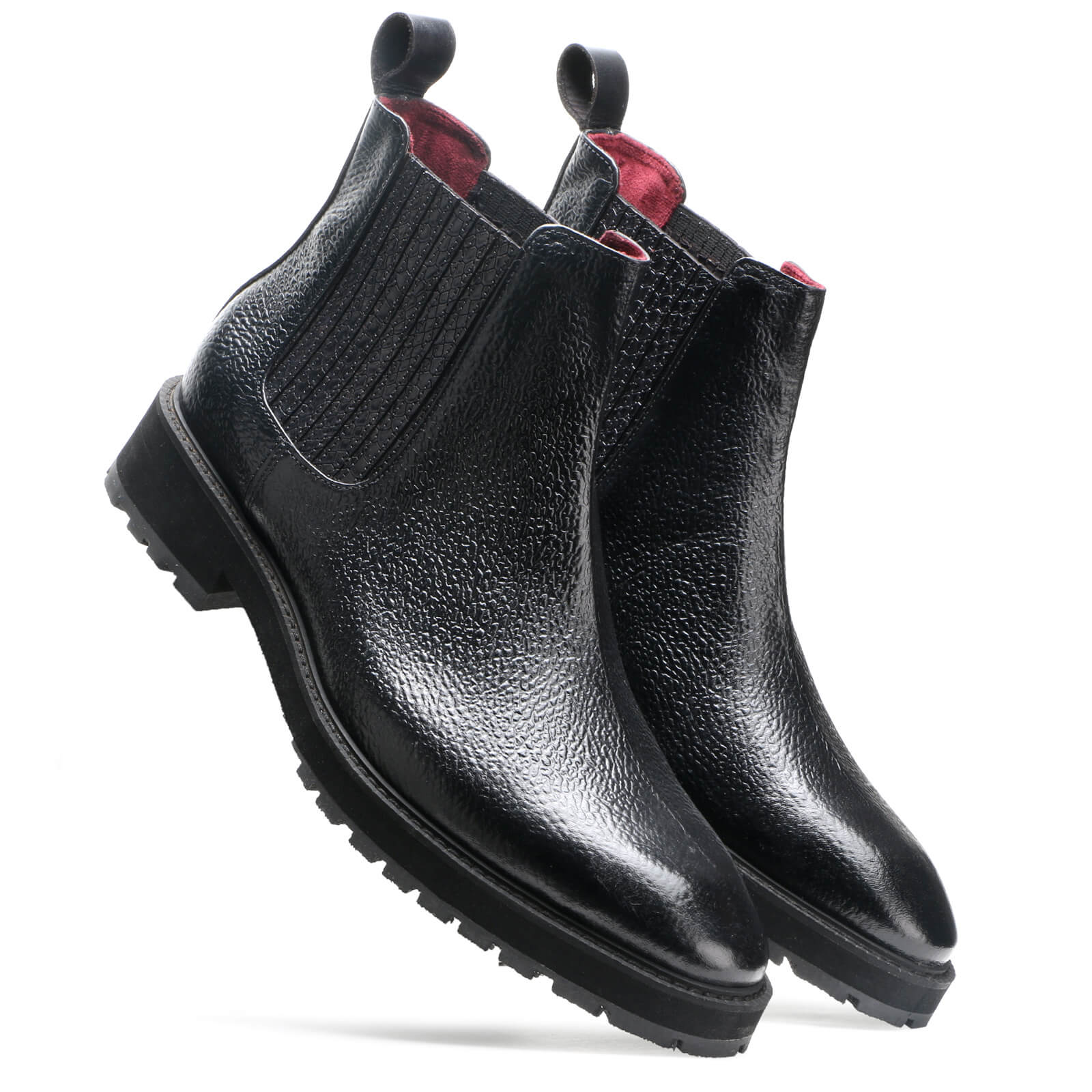 Omega Deep Grain Chelsea Boots in Black