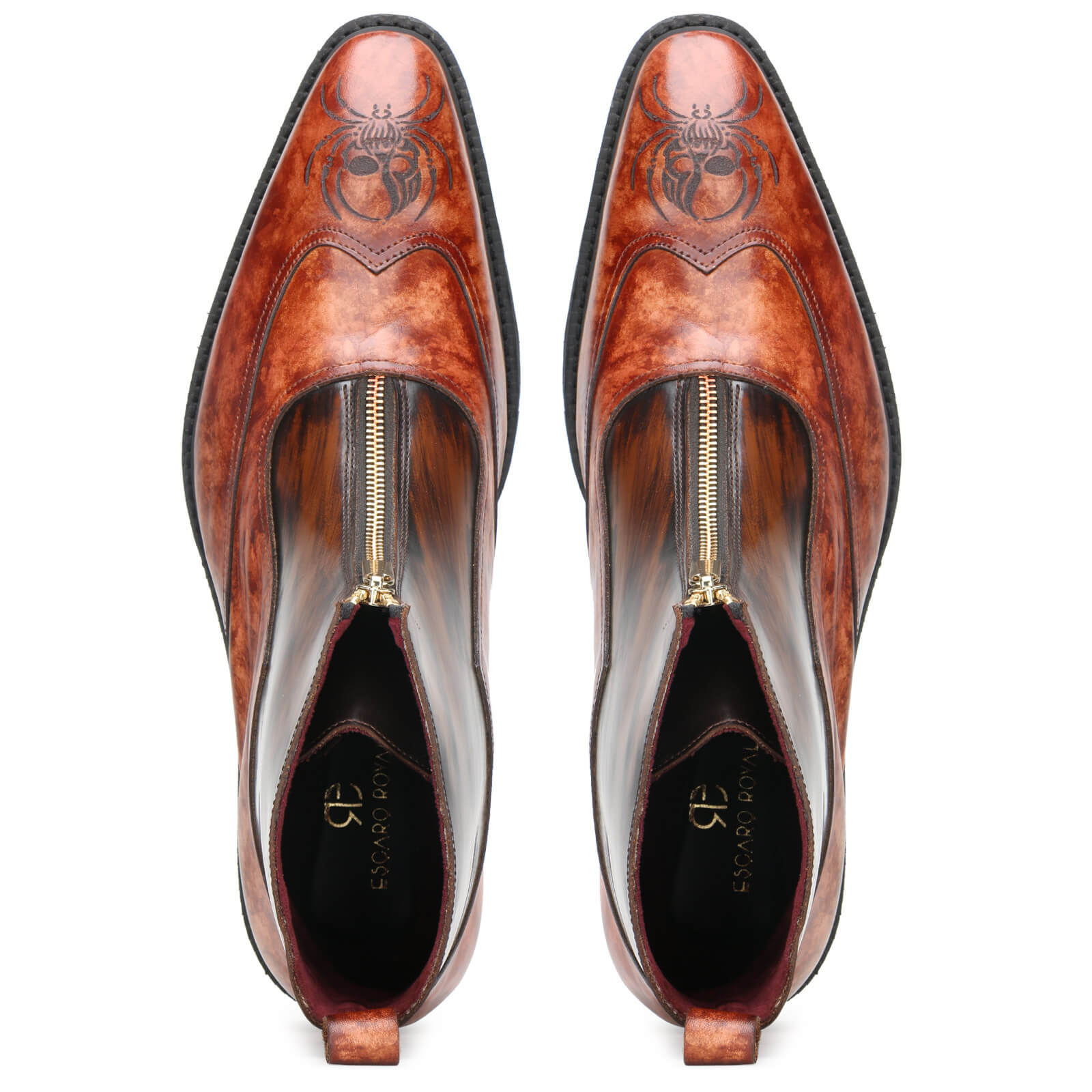 Onya Marble Zipper Boots in Cognac