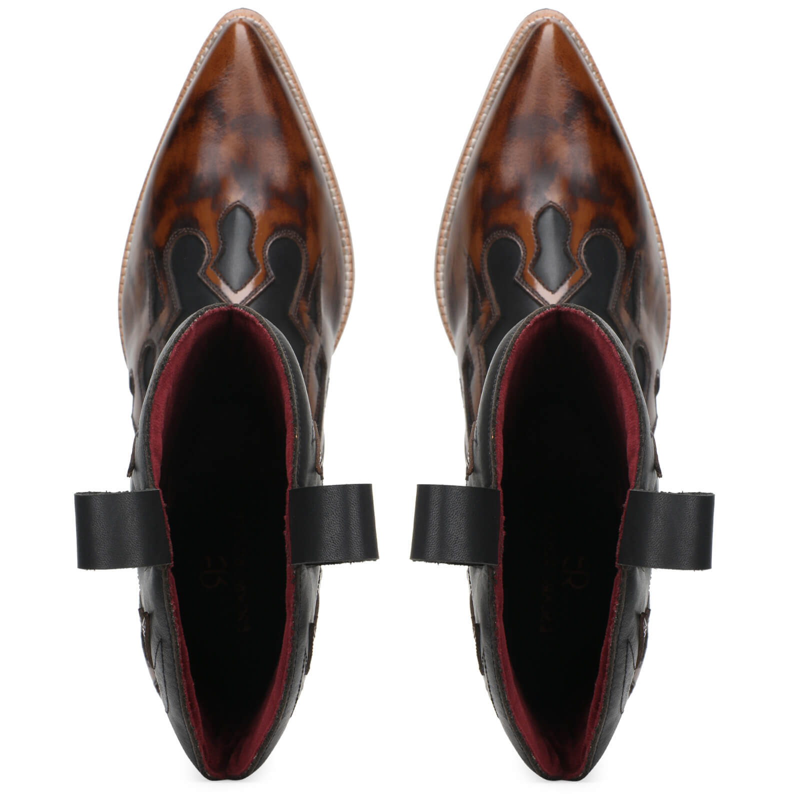 Flames Handpainted Cowboy Boots in Brown-Black