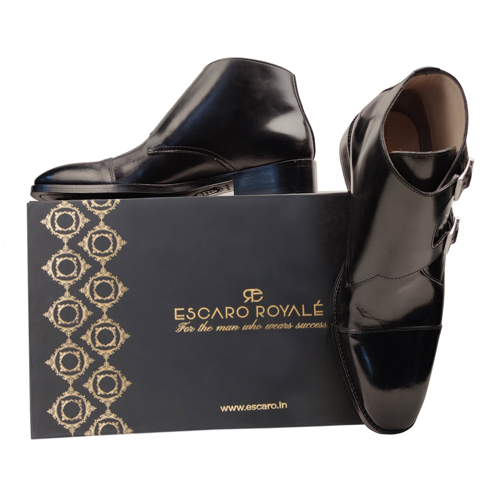 Bond Double Monk Captoe Boots in Black